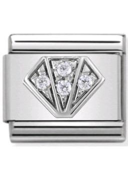 Maillon Nomination classic diamant et oxydes blancs en Argent
