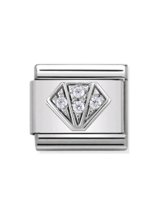 Maillon Nomination classic diamant et oxydes blancs en Argent