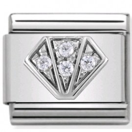 Maillon Nomination classic diamant et oxydes blancs en Argent