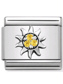 Maillon Nomination classic soleil et oxydes jaunes en Argent