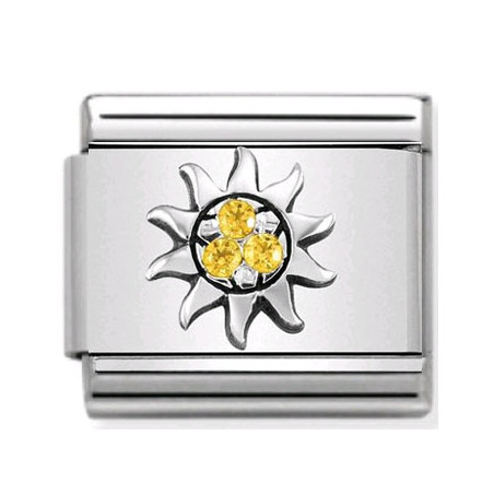 Maillon Nomination classic soleil et oxydes jaunes en Argent