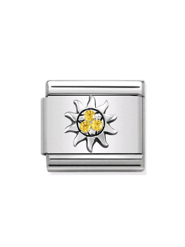 Maillon Nomination classic soleil et oxydes jaunes en Argent