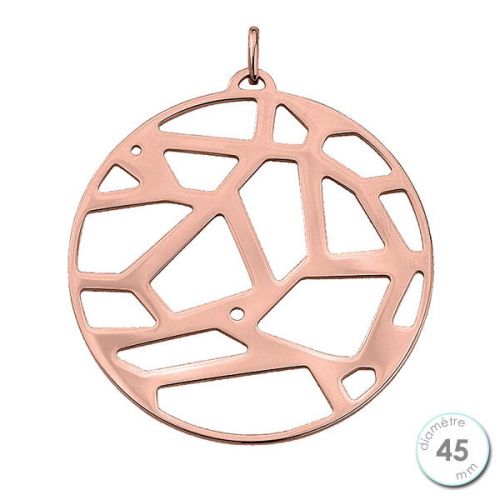 Pendentif femme Les Georgettes finition Or rose motif girafe diamètre 45 mm