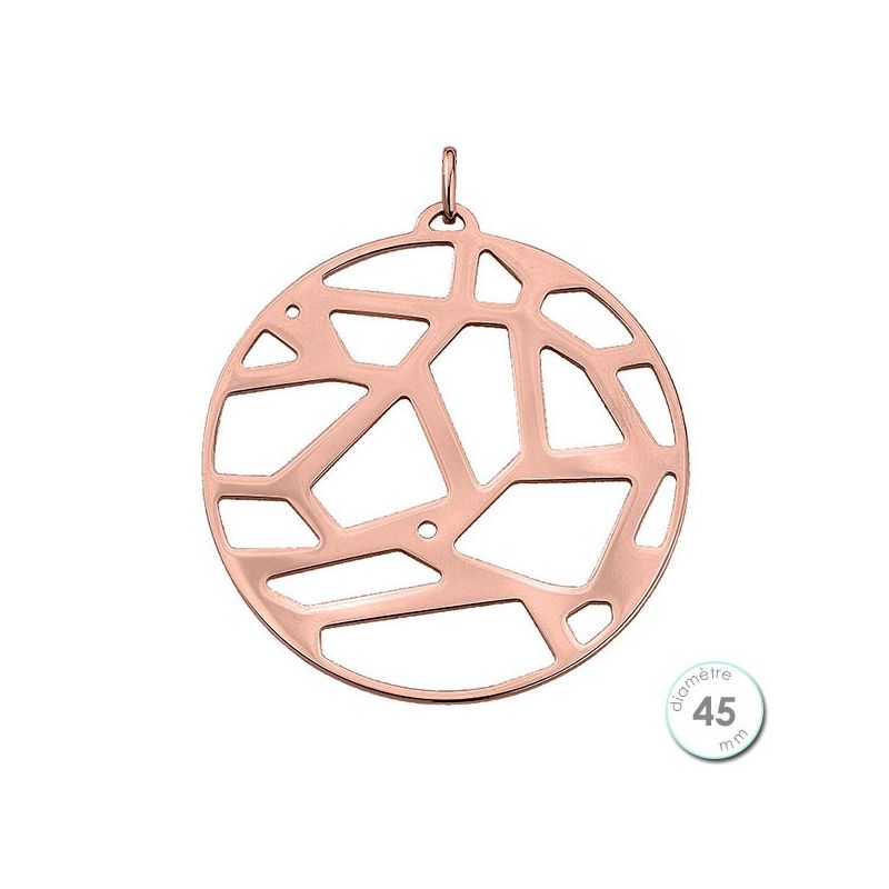 Pendentif femme Georgette Plaqué Or rose motif girafe diamètre 45 mm