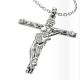 Collier homme Argent rhodié croix Rock et oxydes de zirconium