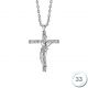 Collier homme Argent rhodié croix Rock et oxydes de zirconium