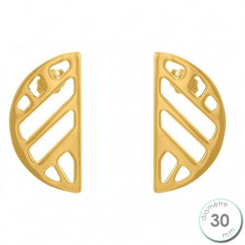 Boucles d'oreilles Les Georgettes motif ruban finition Or jaune diamètre 30 mm