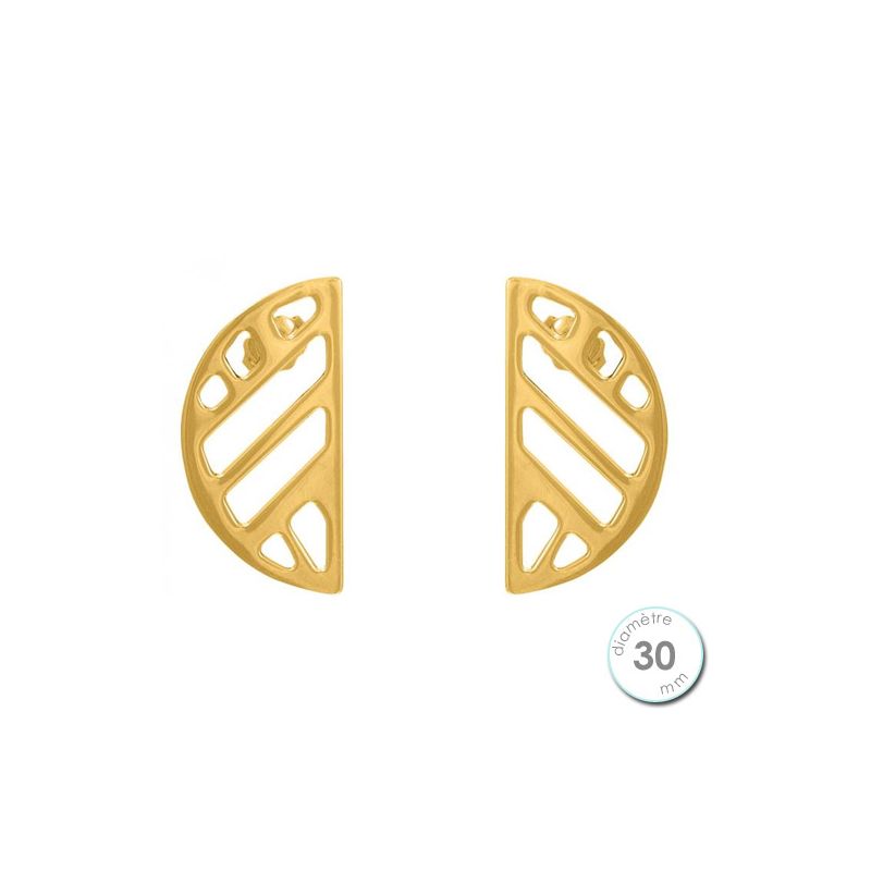 Boucles d'oreilles Les Georgettes motif ruban finition Or jaune diamètre 30 mm