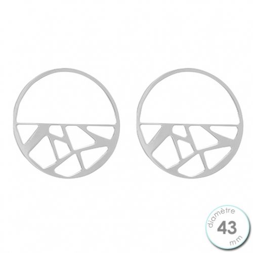 Boucles d'oreilles Les Georgettes motif girafe finition argent diamètre 43 mm