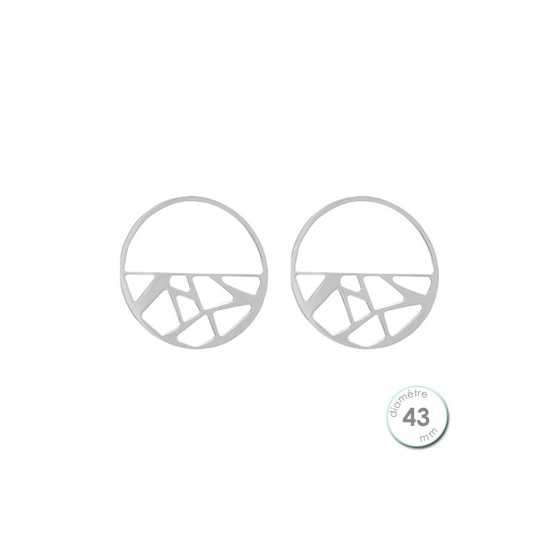 Boucles d'oreilles Les Georgettes motif girafe finition argent diamètre 43 mm