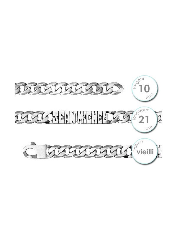 Gourmette homme en Argent prénom découpé