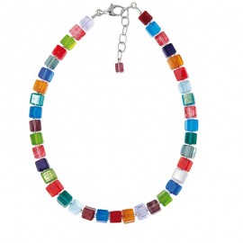 Collier Acier et perles en verre de Murano