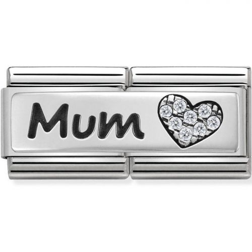 Maillon Nomination classic double Plaque lisse Argent Mum