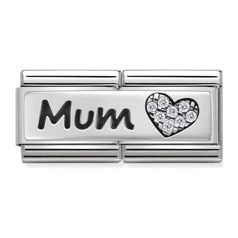 Maillon Nomination classic double Plaque lisse Argent Mum