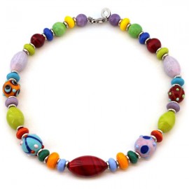 Collier Acier et perles en verre de Murano
