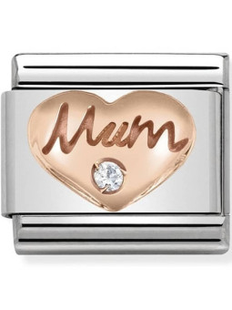 Maillon Nomination classic coeur mum oxyde Or rose