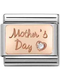Maillon Nomination classic Mother's Day avec oxyde en Or rose