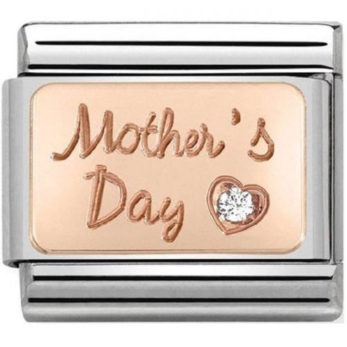 Maillon Nomination classic Mother's Day avec oxyde en Or rose