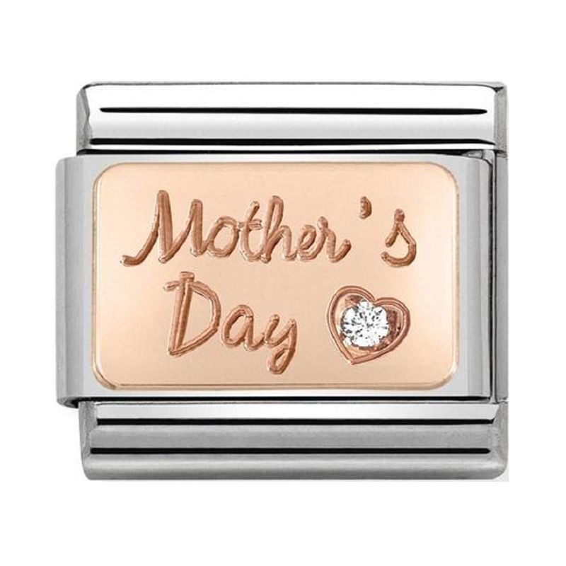 Maillon Nomination classic Mother's Day avec oxyde en Or rose