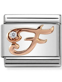 Maillon Nomination classic Lettre F en Or rose et pierre