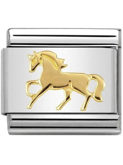 Maillon Nomination classic cheval au galop en Or