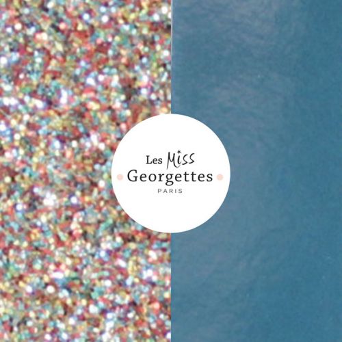Cuir reversible miss les Georgettes paillettes multicolores/Bleu jean vernis