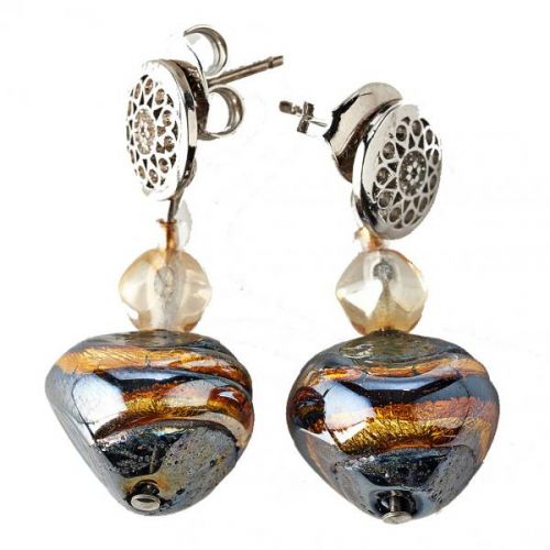 Boucles d'oreilles acier et perles en verre de Murano