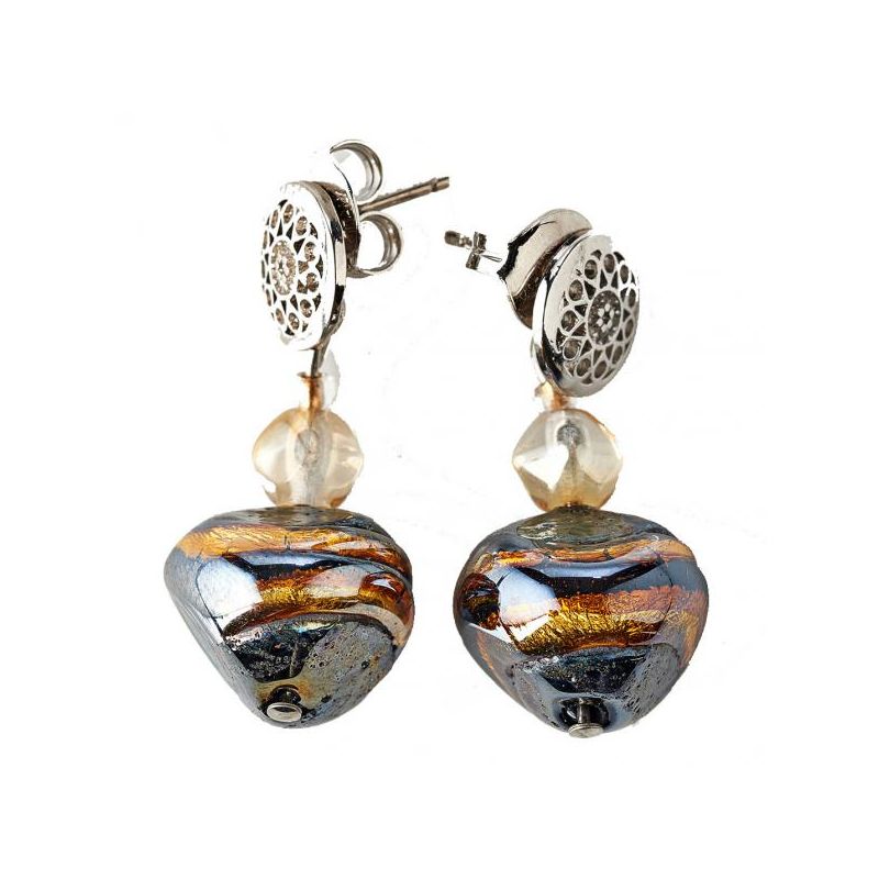 Boucles d'oreilles acier et perles en verre de Murano