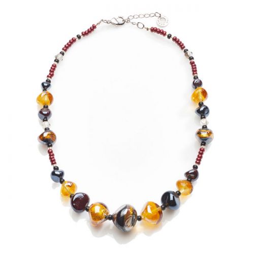 Collier Acier et perles en verre de Murano