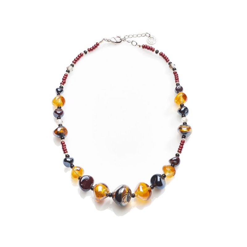 Collier Acier et perles en verre de Murano