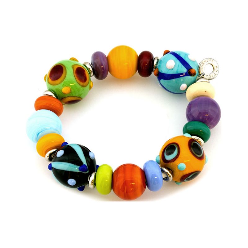 Bracelet acier et perles en verre de Murano
