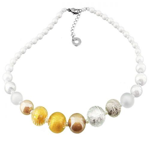 Collier Acier et perles en verre de Murano