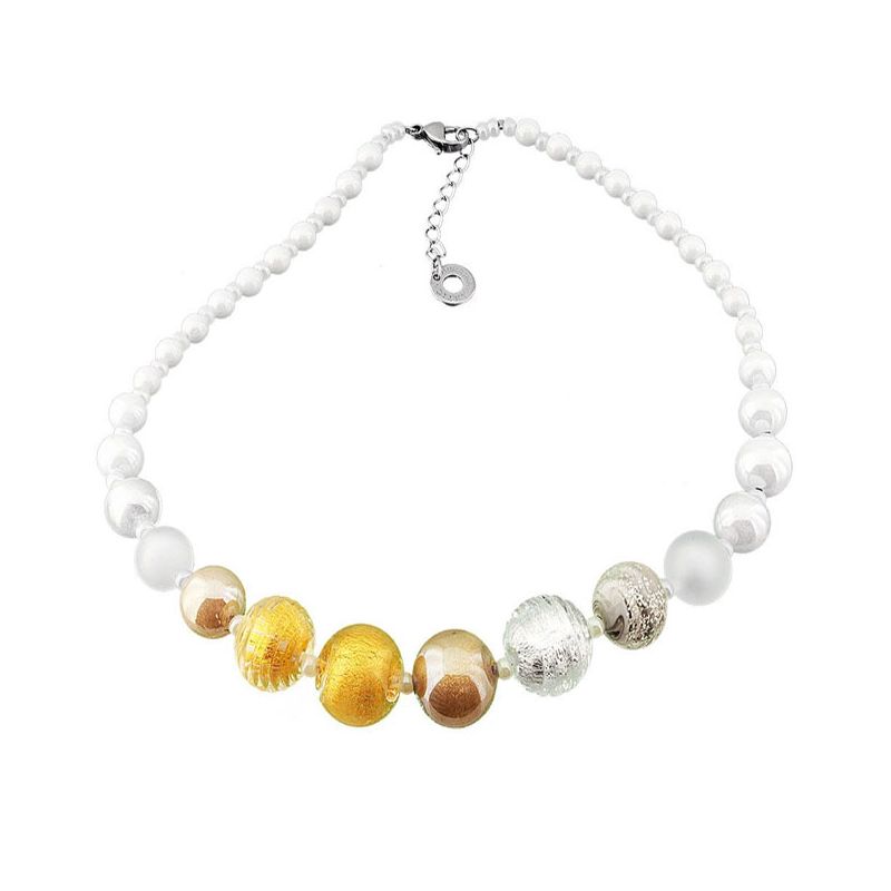Collier Acier et perles en verre de Murano
