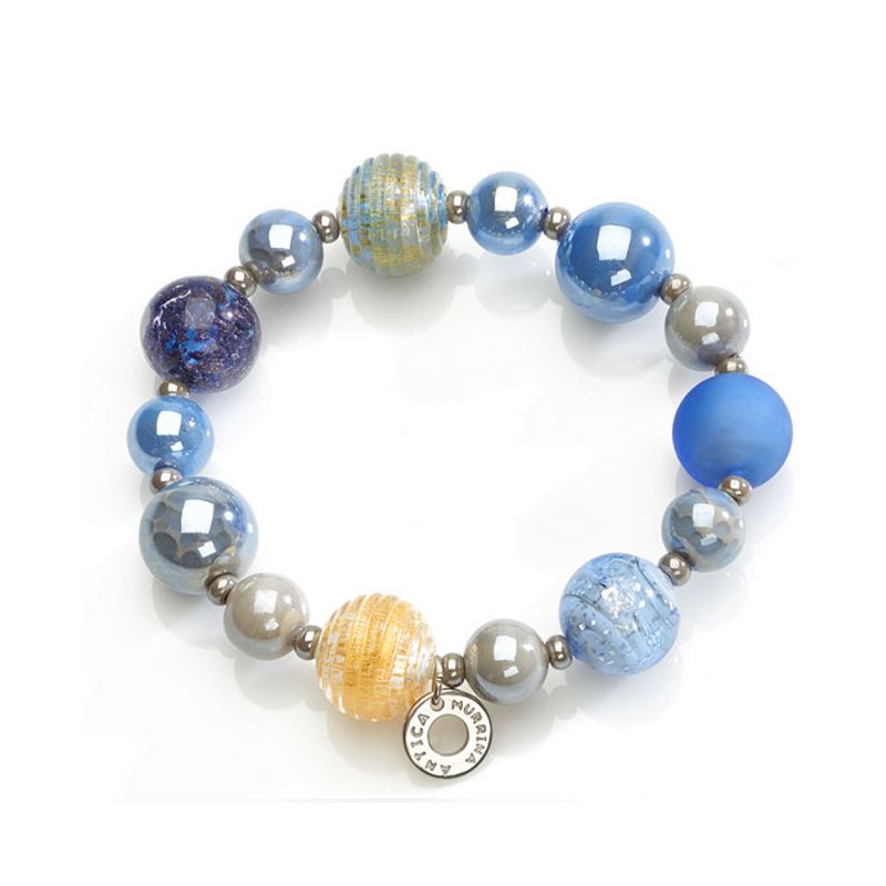 Bracelet acier et perles en verre de Murano