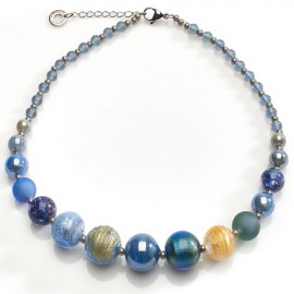 Collier Acier et perles en verre de Murano