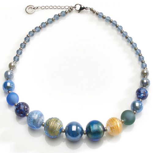 Collier Acier et perles en verre de Murano