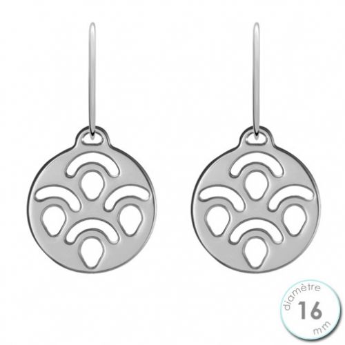 Boucles d'oreilles Les Georgettes motif poissons finition argent diamètre 16 mm