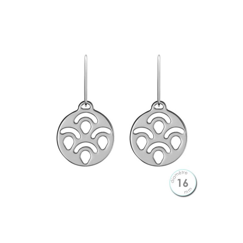 Boucles d'oreilles Les Georgettes motif perroquet finition argent diamètre 16 mm