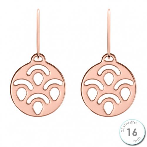 Boucles d'oreilles Les Georgettes motif poissons finition Or rose diamètre 16 mm
