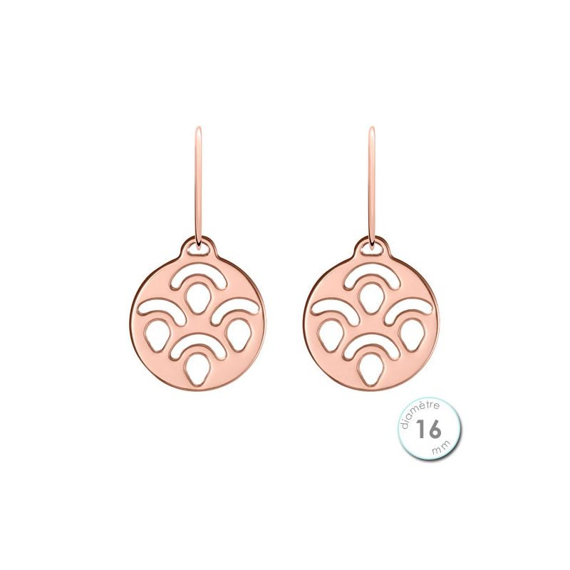 Boucles d'oreilles Les Georgettes motif girafe finition Or rose diamètre 16 mm