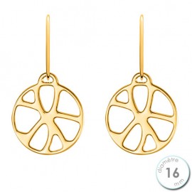 Boucles d'oreilles Les Georgettes motif nénuphar finition Or jaune diamètre 16 mm