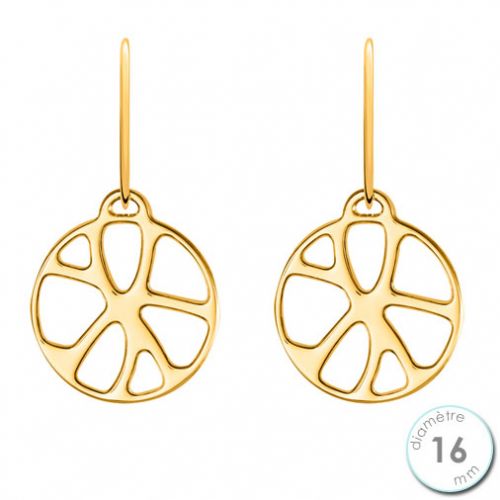 Boucles d'oreilles Les Georgettes motif nénuphar finition Or jaune diamètre 16 mm