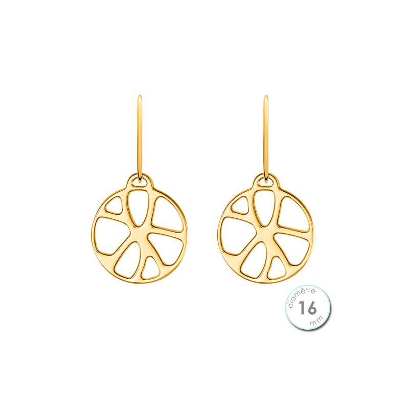 Boucles d'oreilles Les Georgettes motif nénuphar finition Or jaune diamètre 16 mm