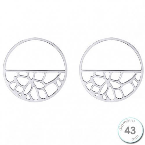 Boucles d'oreilles Les Georgettes motif nénuphar finition argent diamètre 43 mm