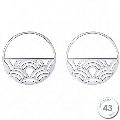 Boucles d'oreilles Les Georgettes motif poissons finition argent diamètre 43 mm