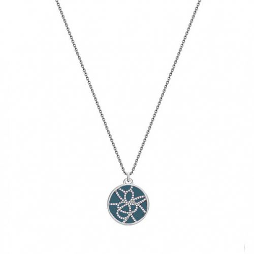 Collier femme Les Georgettes précieuses finition Argent motif pétales et cuir reversible