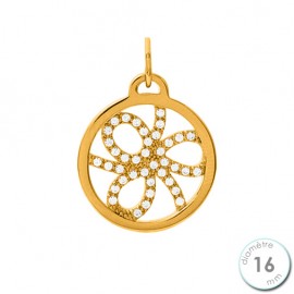 Pendentif femme Les Georgettes précieuses finition Or jaune motif pétales diamètre 16 mm