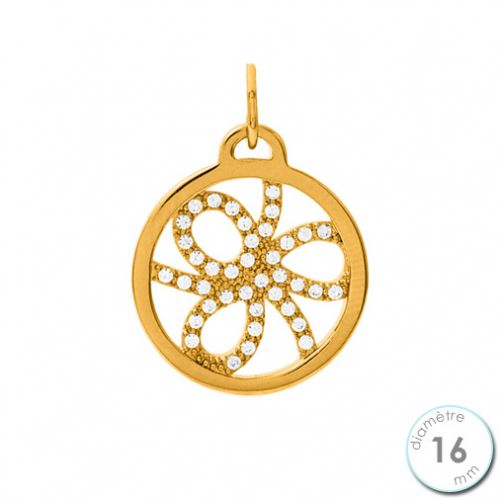 Pendentif femme Les Georgettes précieuses finition Or jaune motif pétales diamètre 16 mm