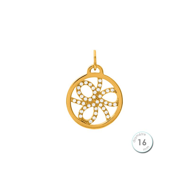 Pendentif femme Les Georgettes précieuses finition Or jaune motif pétales diamètre 16 mm