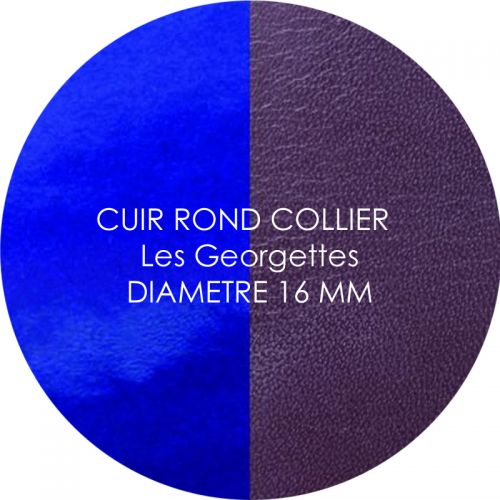 Cuir reversible les Georgettes prune/vernis bleu pour collier diamètre 16 mm